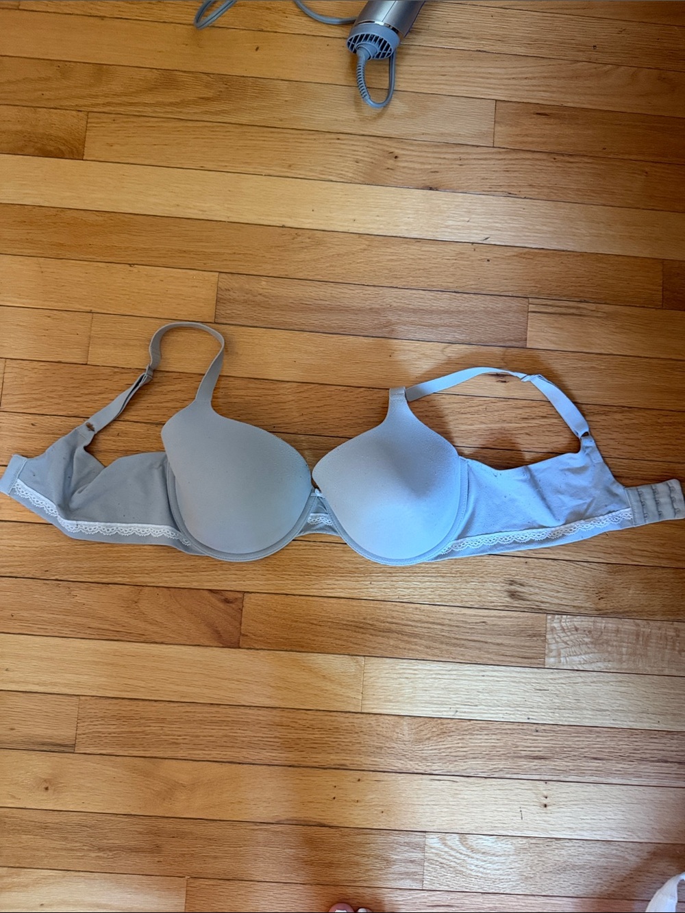 Warners Light Gray Lace-Trim T-Shirt Bra